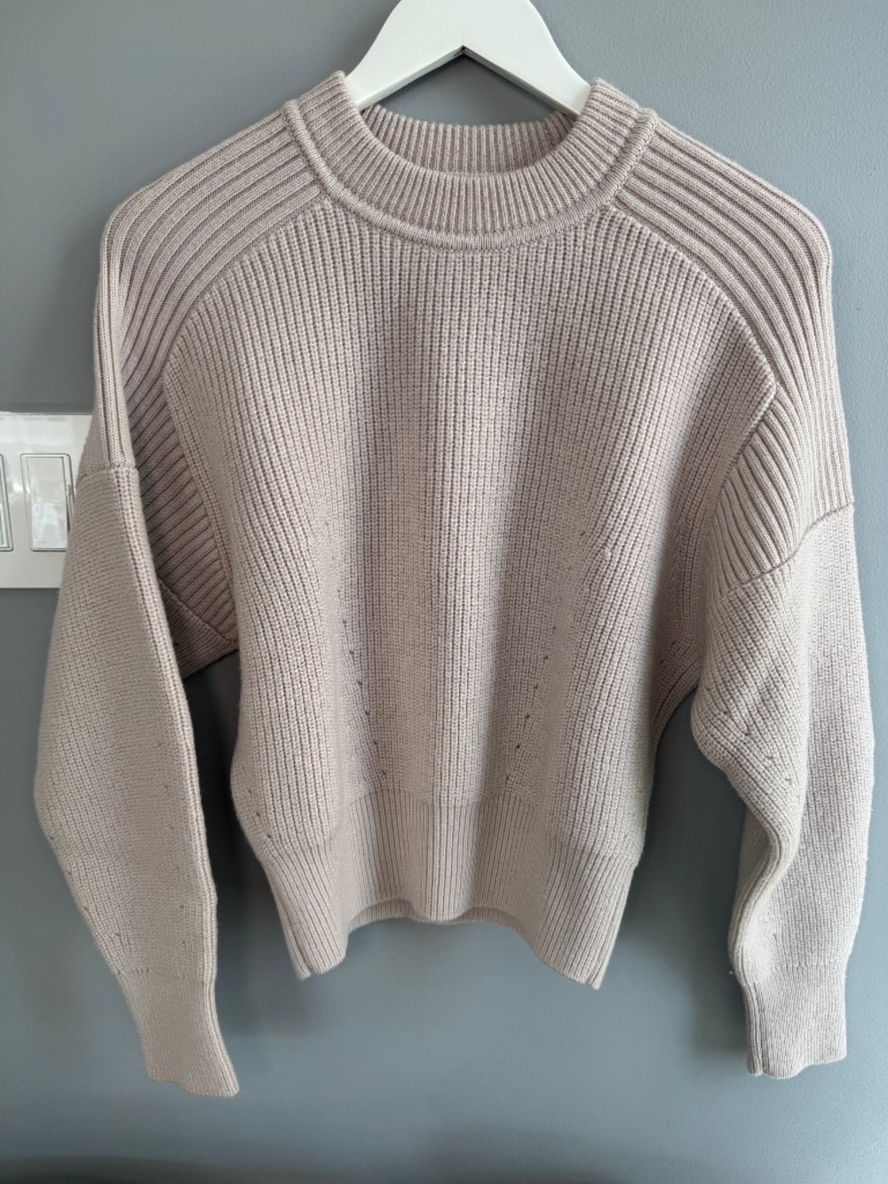 Isabel Marant Étoile 100% Merino Wool Ribbed Sweater Oatmeal Pinkish, FR 36